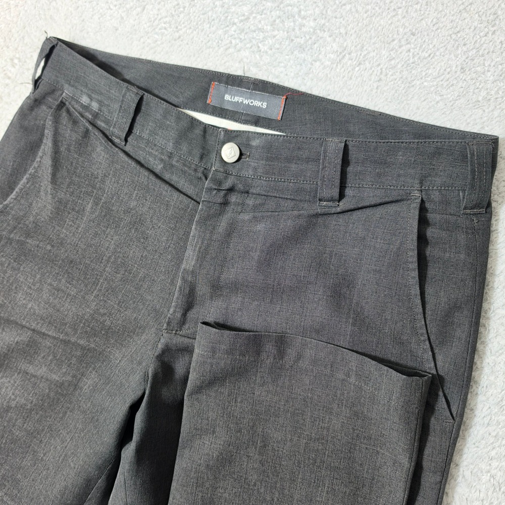 Bluffworks Original Pants Mens 32/34 Grey Regular Fit Travel Trousers